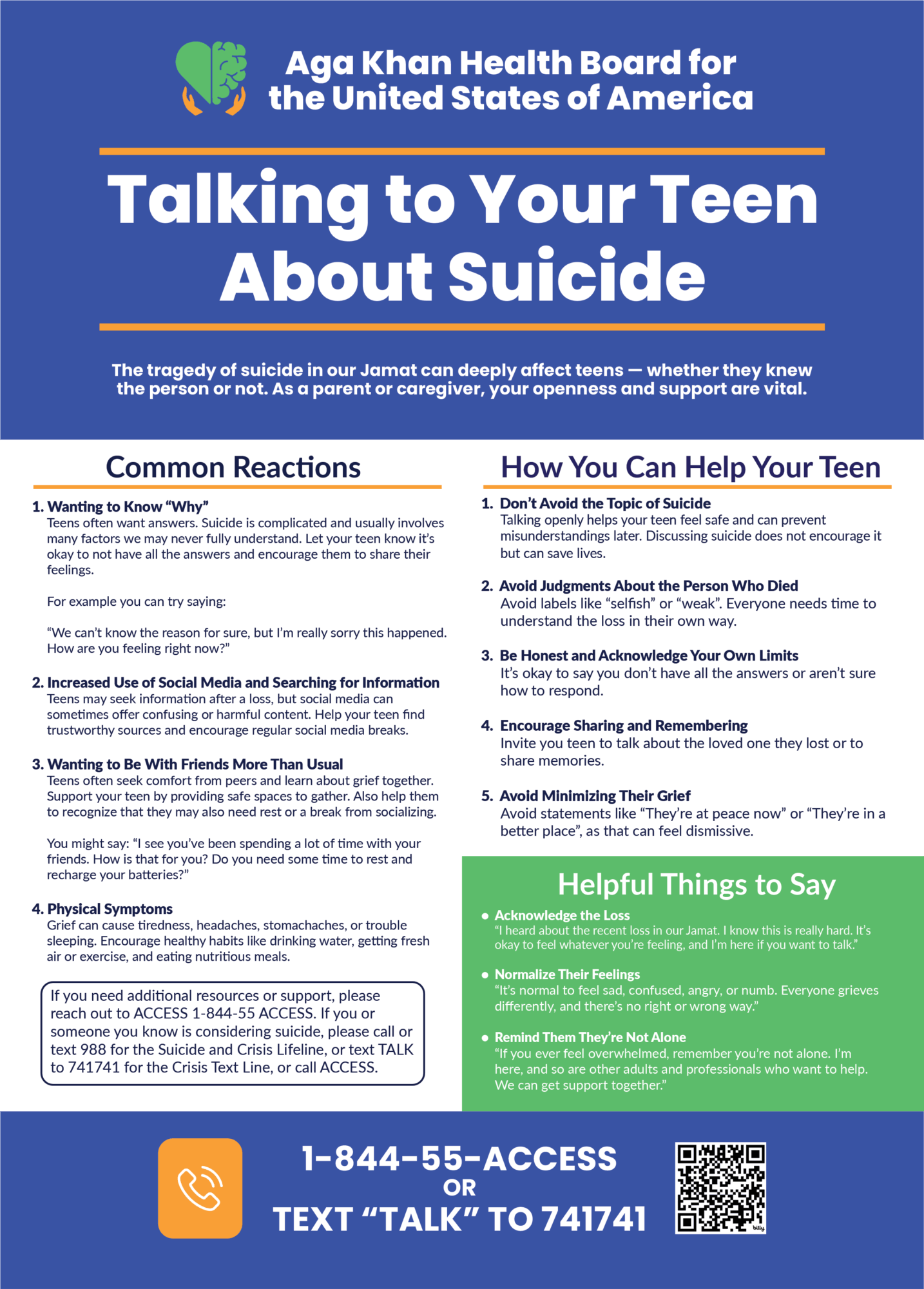 Talking to Your Teen About Suicide - Aga Khan Health Board USA